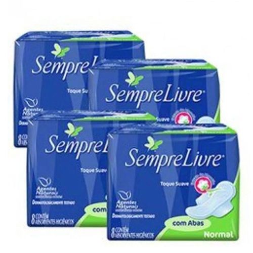 Absorvente Sempre Livre Normal C/ Abas C/ 4 Unidades Absorvente Sempre Livre Normal C/ Abas C/ 4 Unidades