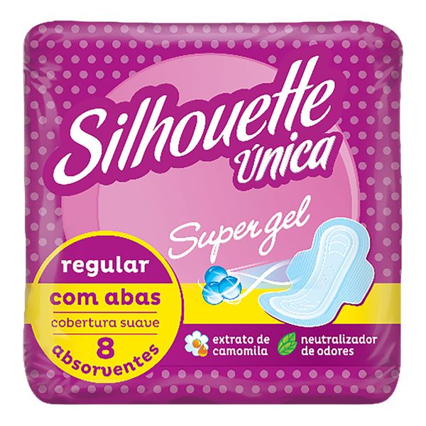 Absorvente Silhouettte Única Regular Abas 8 Unidades