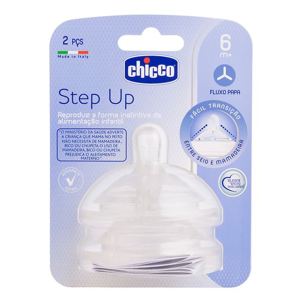Bico Mamadeira Chicco Step Up Fluxo Rápido 6M+ 2 Unidades