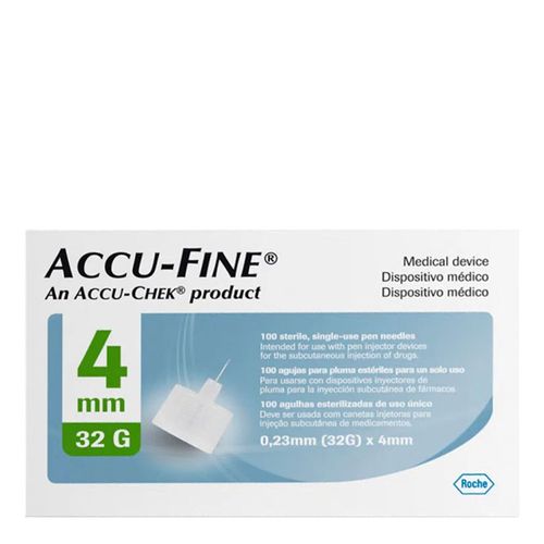 Agulha Aplicadora de Insulina Accu Fine 4mm 100 Unidades Agulha Aplicadora de Insulina Accu Fine 4mm 100 Unidades