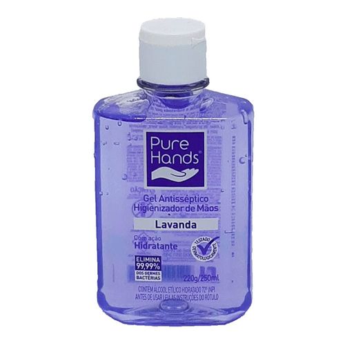 Álcool em Gel 70% Pure Hands Lavanda Antisséptico e Hidratante 250ml