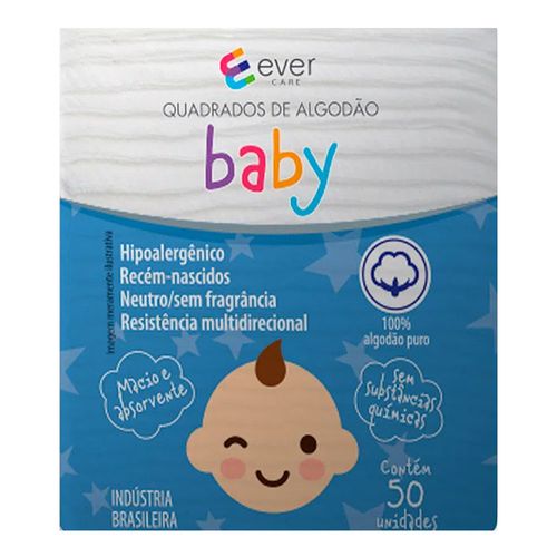 Algodao-Quadrado-Ever-Care-Baby-50-Unidades Algodao-Quadrado-Ever-Care-Baby-50-Unidades