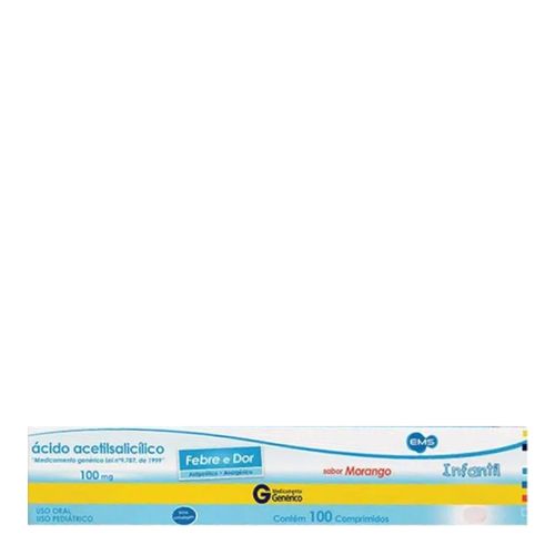 Ácido Acetil Salicílico Infantil 100mg Genérico EMS 100 Comprimidos Ácido Acetil Salicílico Infantil 100mg Genérico EMS 100 Comprimidos