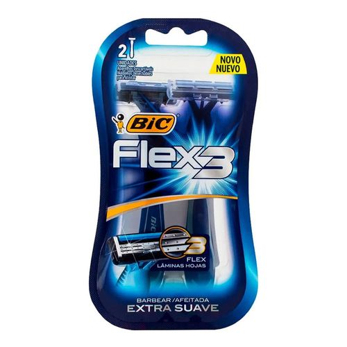 Aparelho de Barbear Bic Descartável Flex 3 Lâminas 2 Unidades Aparelho de Barbear Bic Descartável Flex 3 Lâminas 2 Unidades