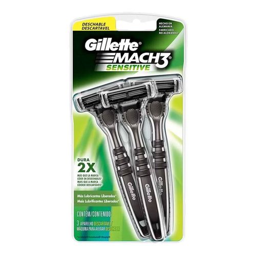 Aparelho de Barbear Gillette Sensitive Mach 3 Descartável c/3 Aparelho de Barbear Gillette Sensitive Mach 3 Descartável c/3