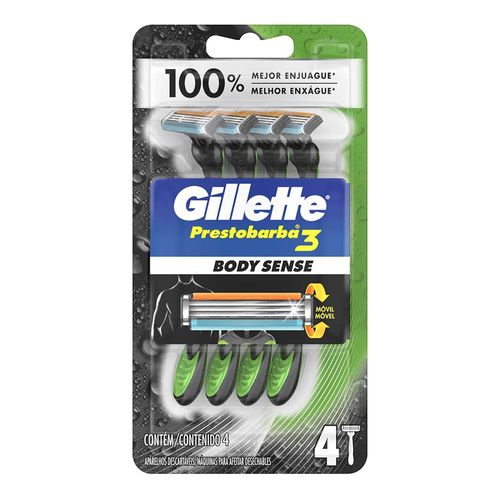 Aparelho de Barbear Descartável Gillette Prestobarba3 Body Sense 4 Unidades