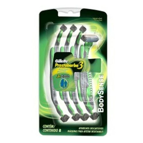 Aparelho de Barbear Gillette Prestobarba 3 Body Sense C/ 8 Aparelho de Barbear Gillette Prestobarba 3 Body Sense C/ 8
