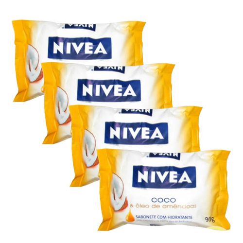 Sabonete Nivea Coco e Óleo de Amêndoas 90g C/ 4 Unidades