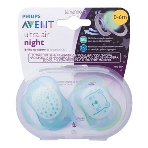 Chupeta Avent Ultra Air Night 0 a 6 Meses Verde Claro 2 Unidades Chupeta Avent Ultra Air Night 0 a 6 Meses Verde Claro 2 Unidades