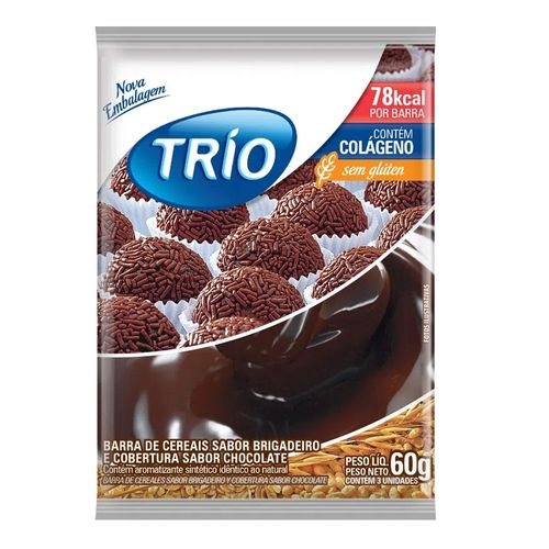 Barra de Cereais Trio Brigadeiro 3 Unidades de 20g Barra de Cereais Trio Brigadeiro 3 Unidades de 20g