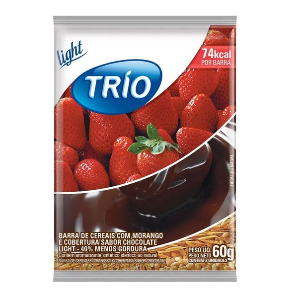 Barra de Cereais Trio Morango com Chocolate Light 3 Unidades de 20g