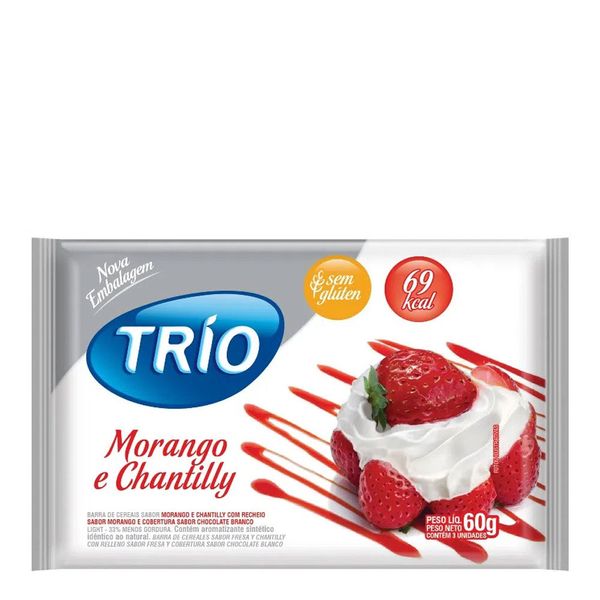 Barra de Cereais Trio Morango e Chantilly Light 3 Unidades de 20g