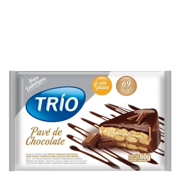 Barra de Cereais Trio Pavê de Chocolate Light 3 Unidades de 20g
