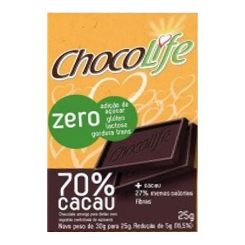 Barra de Chocolate Chocolife Amargo 70% Cacau 25g Barra de Chocolate Chocolife Amargo 70% Cacau 25g