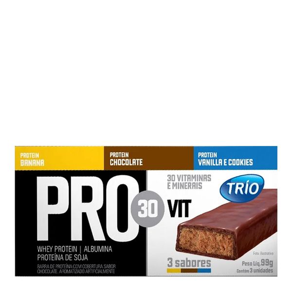 Barra de Proteína Trio Pro30Vit 3 Unidades de 33g
