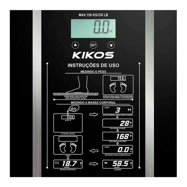 Balança Digital Kikos Ison Preta 150kg