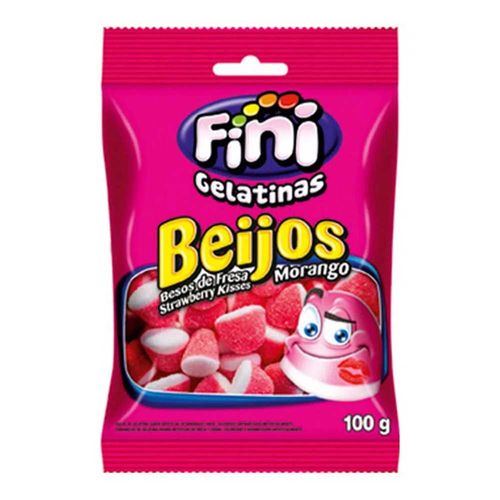 Balas de Gelatina Fini Beijos de Morango 15g