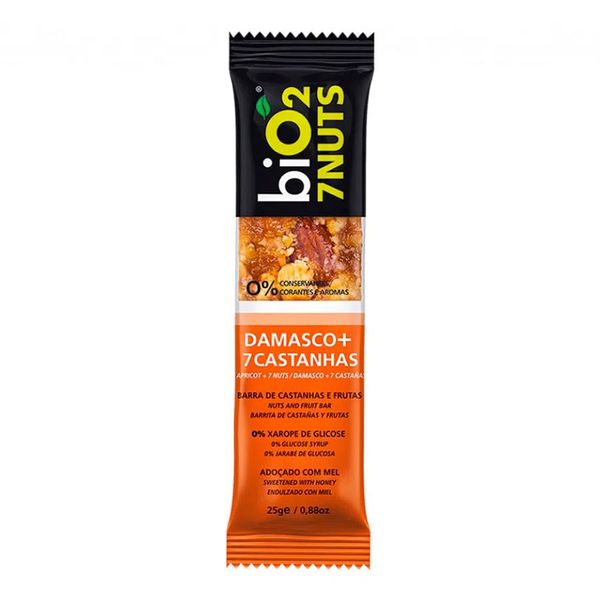 Barra de Castanhas e Frutas biO2 7 Nuts Damasco 25g