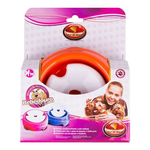 Bebedouro Pelos Longos para Cachorro e Gato Furacão Pet Laranja - 1 Litro Bebedouro Pelos Longos para Cachorro e Gato Furacão Pet Laranja - 1 Litro