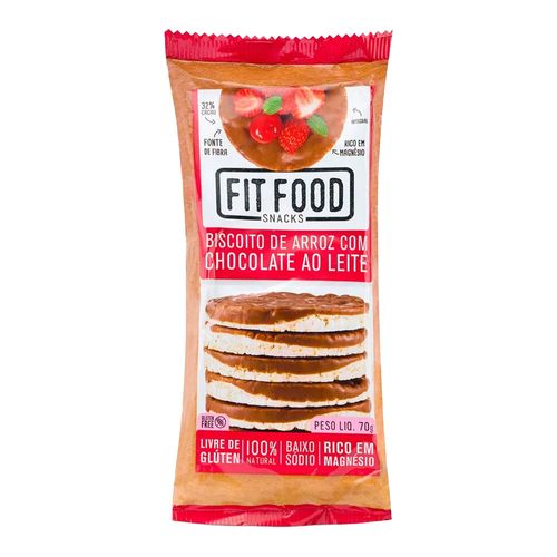 Biscoito de Arroz Fit Food Chocolate ao Leite 70g Biscoito de Arroz Fit Food Chocolate ao Leite 70g