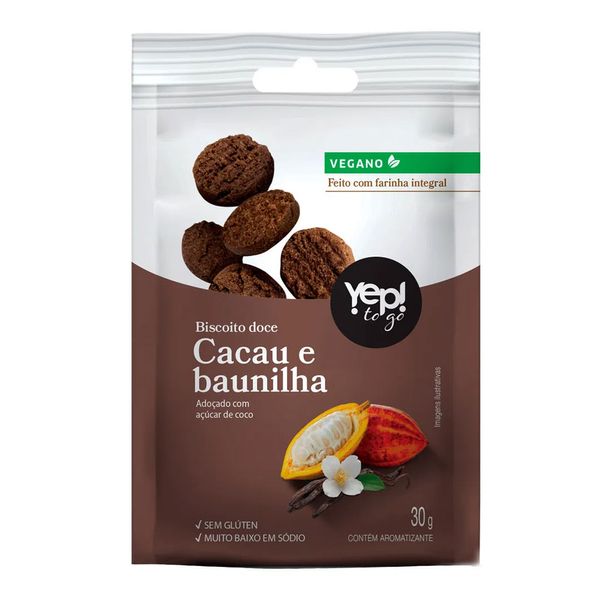 Biscoito Doce Yep To Go Cacau E Baunilha 30g