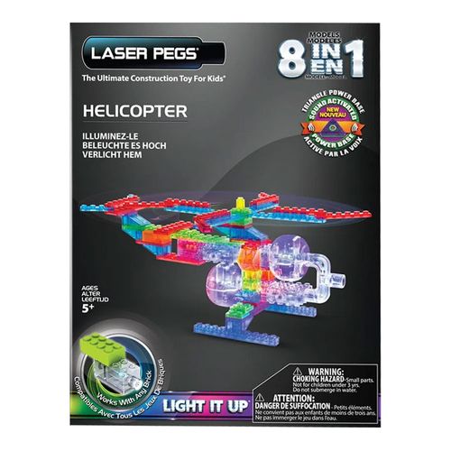 Blocos de Montar Base Luminosa Helicóptero 8 em 1 Laser Pegs