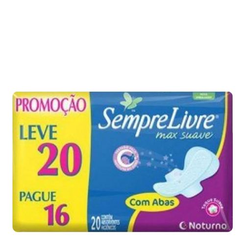Absorvente Sempre Livre Noturno Suave Com Abas 20 Unidades Absorvente Sempre Livre Noturno Suave Com Abas 20 Unidades