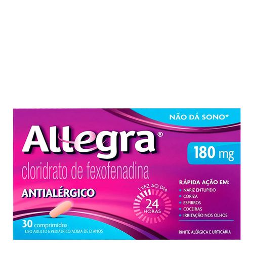 Antialérgico Allegra 180mg Sanofi 30 Comprimidos Antialérgico Allegra 180mg Sanofi 30 Comprimidos