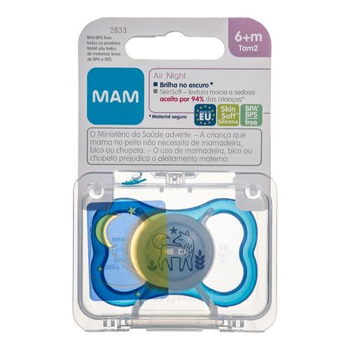 Chupeta Mam Air Night 6+ Meses Azul 1 Unidade