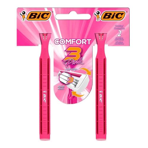 Aparelho de Barbear Bic Comfort 3 Pink 2 Unidades Aparelho de Barbear Bic Comfort 3 Pink 2 Unidades