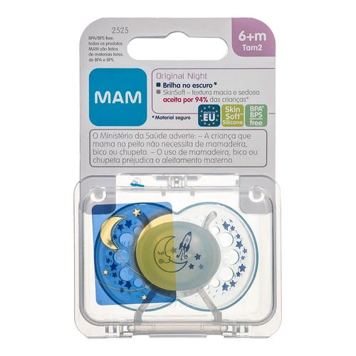 Chupeta Mam Original Night 6+ Meses Azul 1 Unidade Chupeta Mam Original Night 6+ Meses Azul 1 Unidade