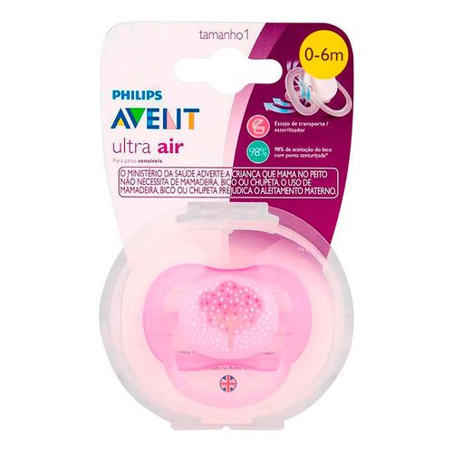 Chupeta Philips Avent Ultra Air Rosa 0 a 6 Meses Chupeta Philips Avent Ultra Air Rosa 0 a 6 Meses