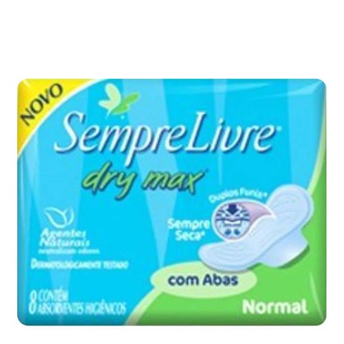 Absorvente Sempre Livre Dry Max Normal Abas 8 Unidades