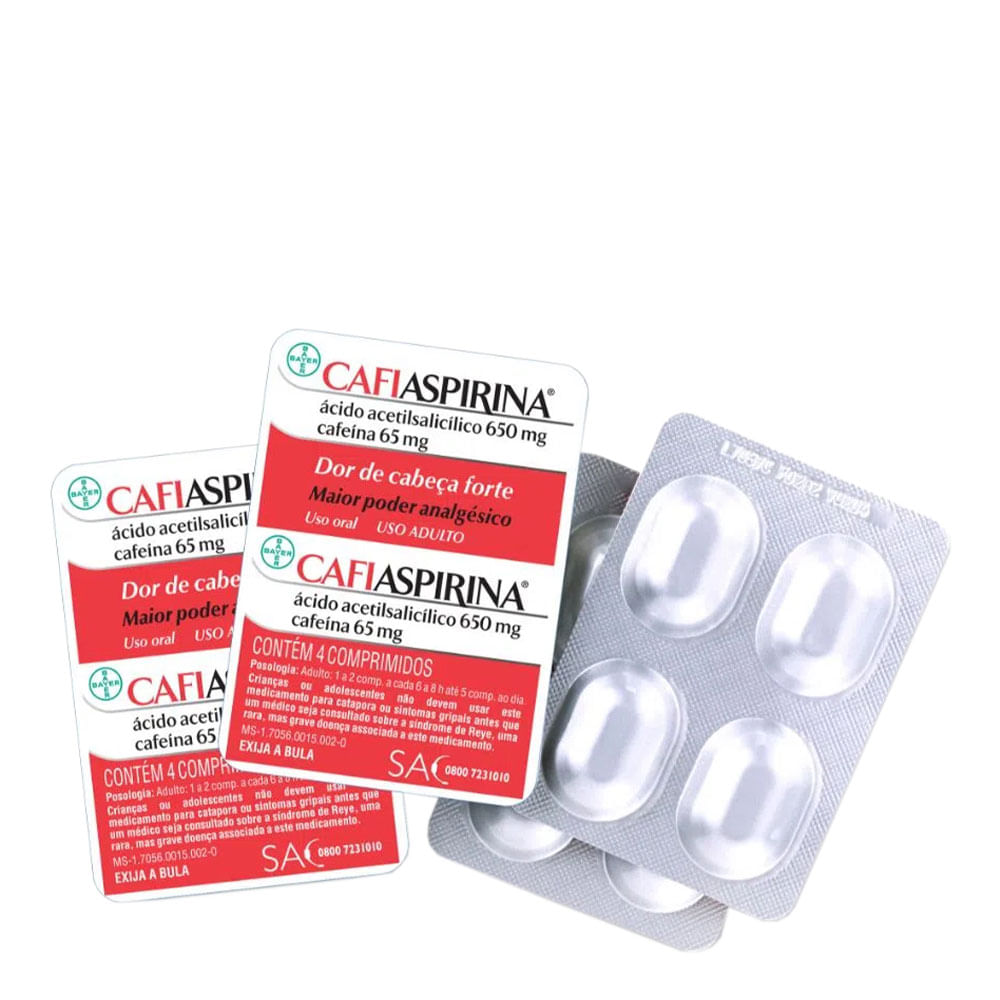 Analgésico CafiAspirina 650mg + 65mg 4 Comprimidos
