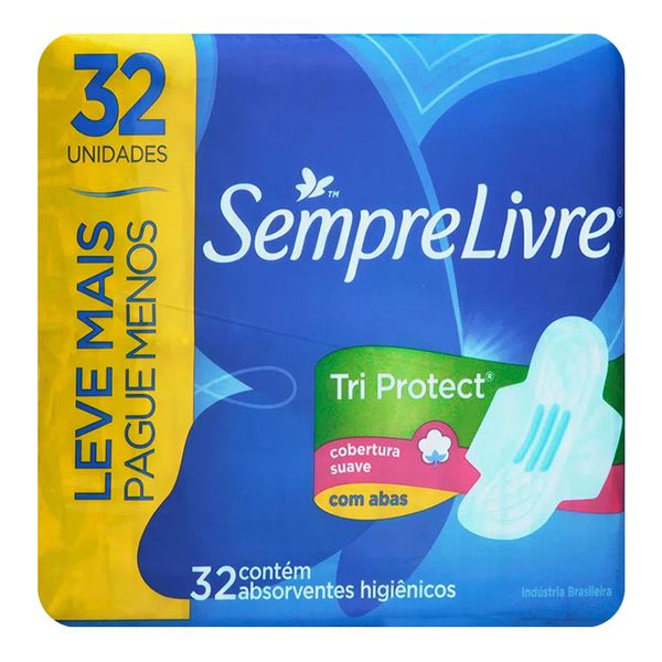 Absorvente Sempre Livre Tri Protect Com Abas 32 Unidades