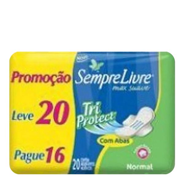 Absorvente Sempre Livre Tri Protect Toque Suave Com Abas 20 Unidades