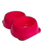 Comedouro Duplo Neon Colorido 350ml - Rosa