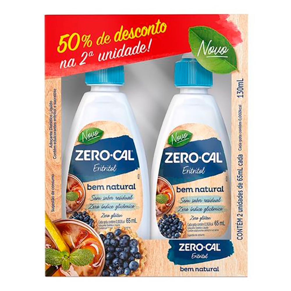 Adoçante Líquido Diet Zero Cal Eritritol Bem Natural 2 Unidades de 65ml