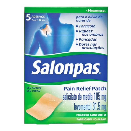 Analgésico E Anti-Inflamatório Salonpas Pain Relief Patch 105Mg + 31,5Mg 5 Adesivos