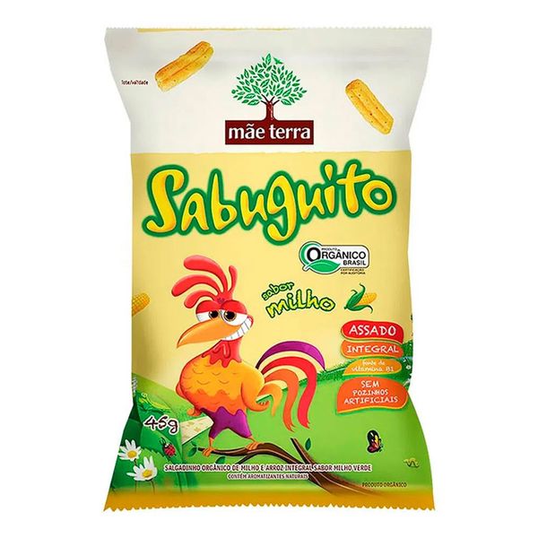 Salgadinho Integral Orgânico Mâe Terra Sabuguito Sabor Milho 45g