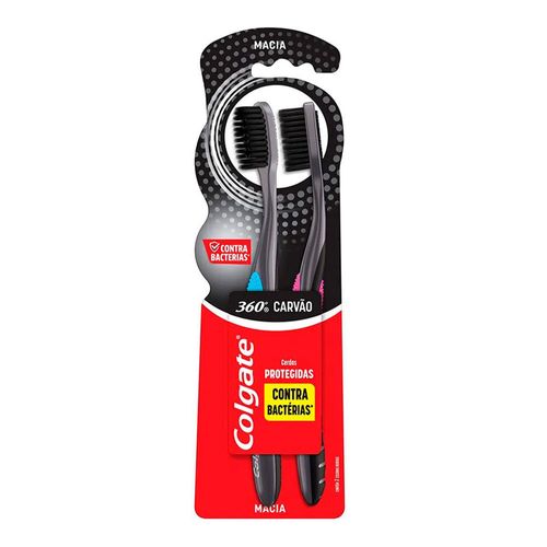 Escova Dental Colgate 360º Carvão 2 unidades Escova Dental Colgate 360º Carvão 2 unidades