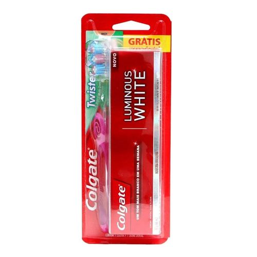 Escova Dental Colgate Twister Grátis Creme Dental Luminous White 90g Escova Dental Colgate Twister Grátis Creme Dental Luminous White 90g