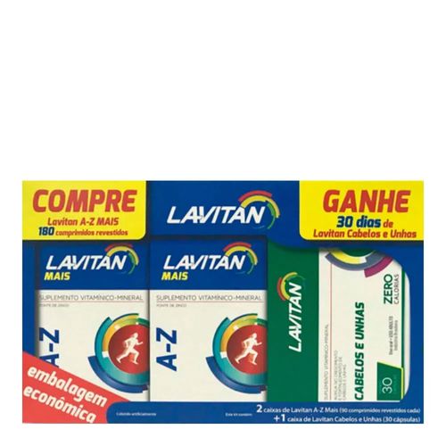 Kit Lavitan AZ Mais 180 Comprimidos Grátis Hair 30 Comprimidos Kit Lavitan AZ Mais 180 Comprimidos Grátis Hair 30 Comprimidos