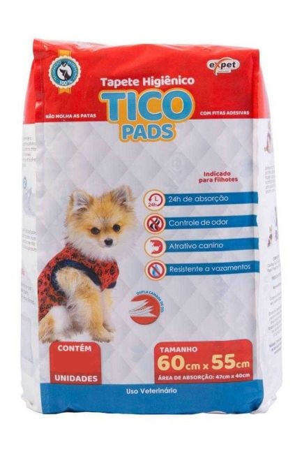 Tapete Higiênico Tico Pads Filhotes - 60Cm X 55Cm C/ 50 Uni