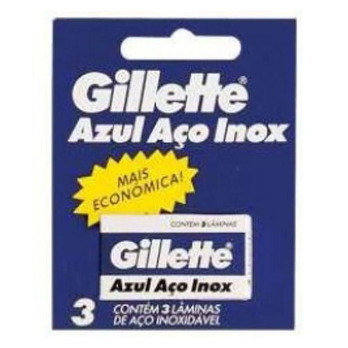 Lâmina de Barbear Gillette Azul Inox 3 Unidades Lâmina de Barbear Gillette Azul Inox 3 Unidades