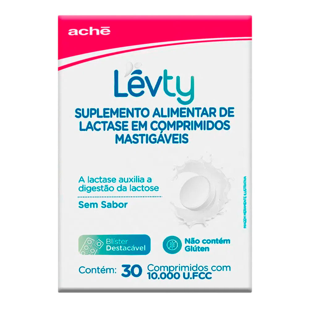 Suplemento Alimentar De Lactase Lévty 10.000 U.FCC Ache 30 Comprimidos ...