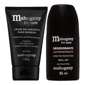 Creme em Sabonete para Barbear Mahogany For Men 120g + Desodorante Roll On Mahogany For Men 85ml