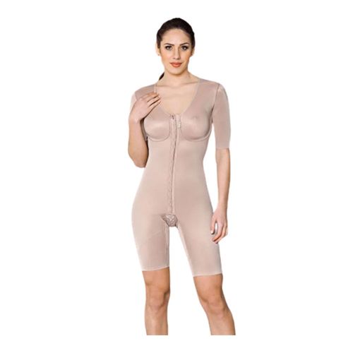 Cinta completa com colchetes e mangas reforço único bege Cod 2021 Macom Cinta completa com colchetes e mangas reforço único bege Cod 2021 Macom