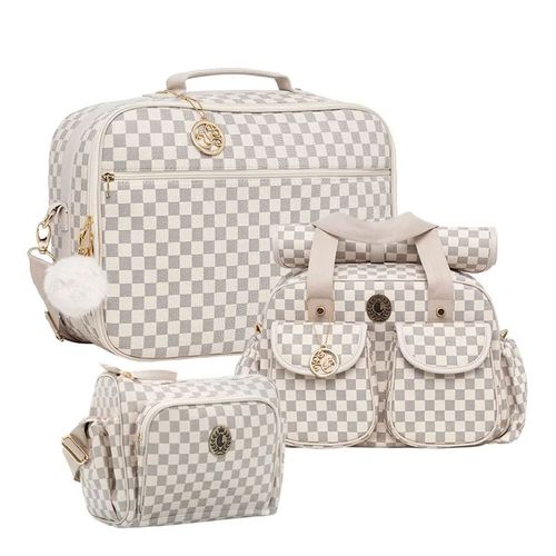 Mala Maternidade + Bolsa + Frasqueira New Scotland Marfim - Lequiqui