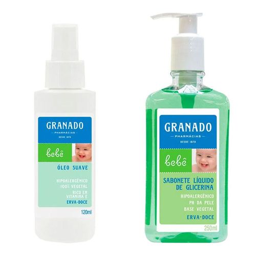 Kit com 1 Sabonete Líquido + 1 Óleo Suave para bebê Erva-doce - Granado Kit com 1 Sabonete Líquido + 1 Óleo Suave para bebê Erva-doce - Granado